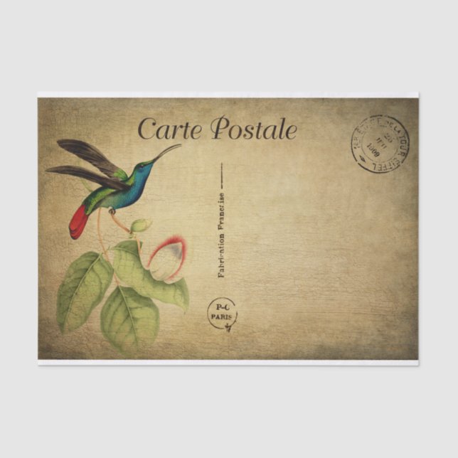 Vintage Humming Bird Floral Blume Französisch Seidenpapier (Vorderseite)