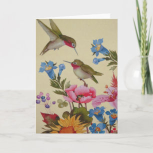 Vintage Hummingbird Friends Wilde Blume Karte