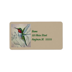 Vintage Hummingbird No. 1 Watercolor Art Adressaufkleber