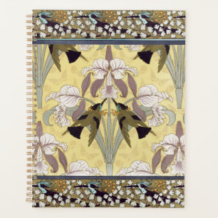 Vintage Hummingbird-Orchidee Art Nouveau-Muster Planer