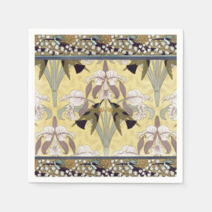 Vintage Hummingbird-Orchidee Art Nouveau-Muster Serviette