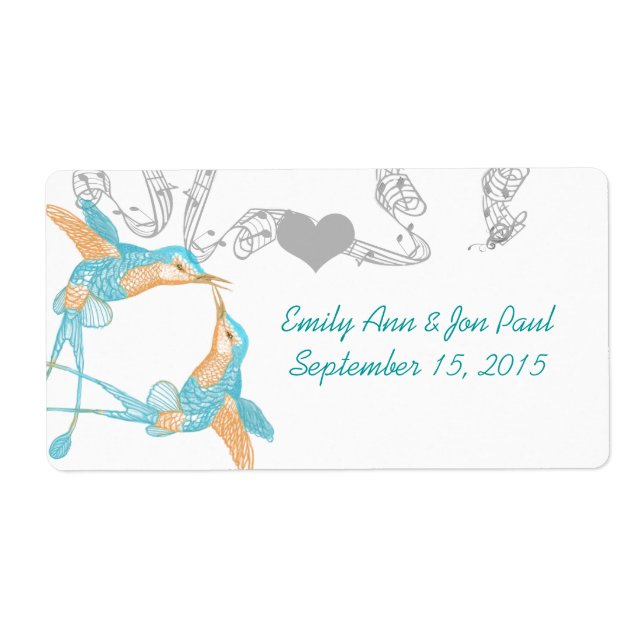 Vintage Hummingbirds Aqua & Coral Labels (Vorne)