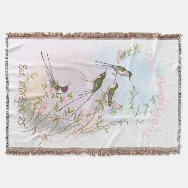 Vintage Hummingbirds Blumenzauber Decke (Vorderseite)