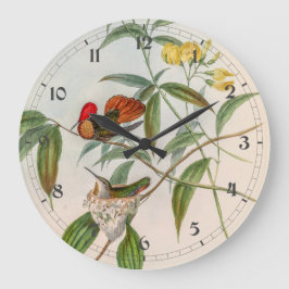 Vintage Hummingvögel von John Gould Große Wanduhr