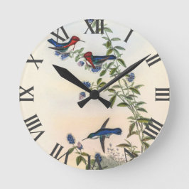 Vintage Hummingvögel von John Gould Runde Wanduhr