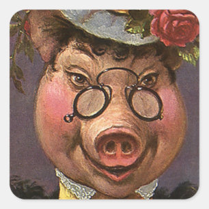 Vintage Humor, alberne und lustige viktorianische  Quadratischer Aufkleber