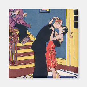 Vintage Humor, Liebe und Romantik, Kuss in der spä Magnet