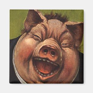 Vintage Humor, lustiger viktorianischer Schwein la Magnet