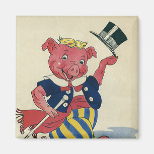 Vintage Humor, süßes glückliches tanzendes Schwein Magnet