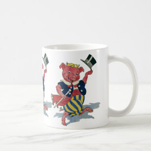 Vintage Humor, süßes glückliches tanzendes Schwein Tasse