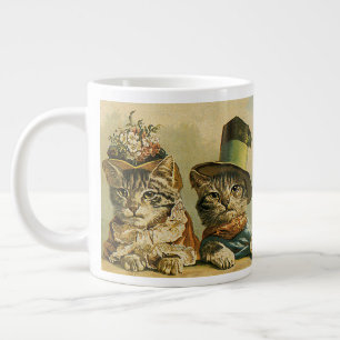 Vintage Humor, viktorianisches Brautpaar Katzen mi Jumbo-Tasse