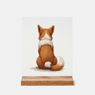 Vintage-Hund-Illustration Rückansicht auf weißem H Acrylschild