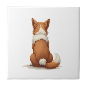 Vintage-Hund-Illustration Rückansicht auf weißem H Fliese