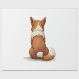 Vintage-Hund-Illustration Rückansicht auf weißem H Geschenkpapier