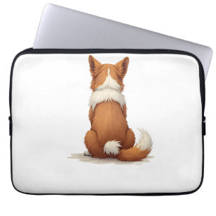 Vintage-Hund-Illustration Rückansicht auf weißem H Laptopschutzhülle