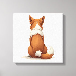 Vintage-Hund-Illustration Rückansicht auf weißem H Leinwanddruck