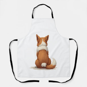 Vintage-Hund-Illustration Rückansicht auf weißem H Schürze