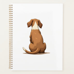 Vintage-Hund-Illustration von hinten, braun und we Planer