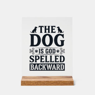Vintage-Hund-ist-Gott-rückwärts-geschriebenes-Shir Acrylschild