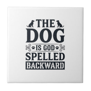 Vintage-Hund-ist-Gott-rückwärts-geschriebenes-Shir Fliese