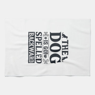 Vintage-Hund-ist-Gott-rückwärts-geschriebenes-Shir Geschirrtuch