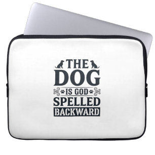 Vintage-Hund-ist-Gott-rückwärts-geschriebenes-Shir Laptopschutzhülle