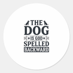 Vintage-Hund-ist-Gott-rückwärts-geschriebenes-Shir Runder Aufkleber