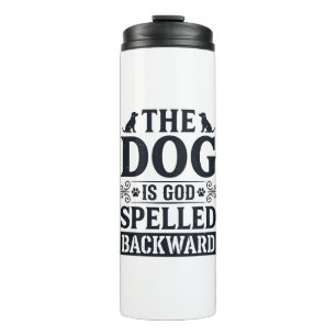 Vintage-Hund-ist-Gott-rückwärts-geschriebenes-Shir Thermosbecher