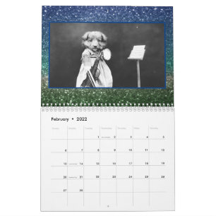 Vintage-Hund-Katze-Foto-Glitter-Cute-12-Monate Kalender
