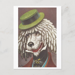 Vintage Hund mit Hut Postkarte