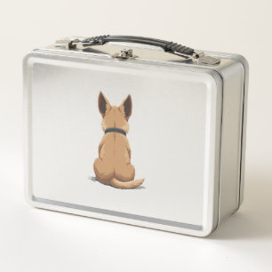 Vintage-Hund Rückansicht-Illustration mit großen O Metall Brotdose