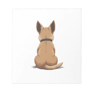 Vintage-Hund Rückansicht-Illustration mit großen O Notizblock