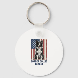 Vintage-Hund-Shirt-Design für Border Collie-Dad, p Schlüsselanhänger