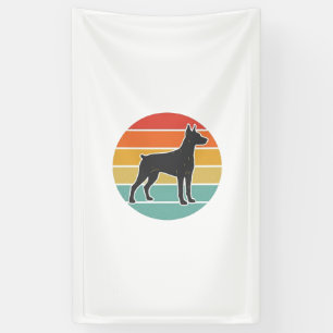 Vintage-Hund-Sonnenuntergangs-Silhouette-Vektordes Banner