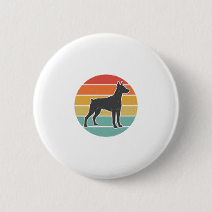 Vintage-Hund-Sonnenuntergangs-Silhouette-Vektordes Button