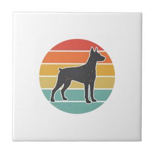 Vintage-Hund-Sonnenuntergangs-Silhouette-Vektordes Fliese