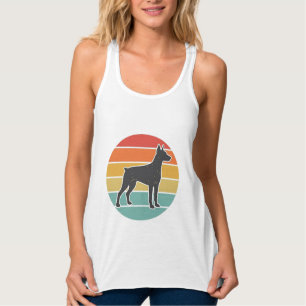 Vintage-Hund-Sonnenuntergangs-Silhouette-Vektordes Tank Top