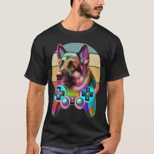 vintage Hund und Gamer-Konsole T-Shirt