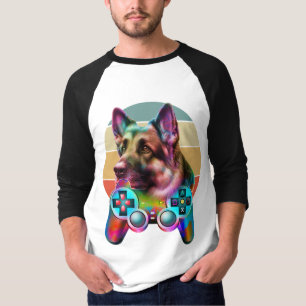 Vintage Hund- und Gamer-Konsole T-Shirt