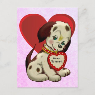 Vintage-Hündchen-Enkelin Valentinstag Postkarte