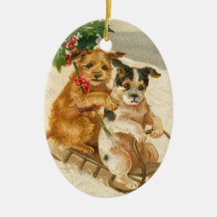 Vintage Hunde auf einer Keramikornament
