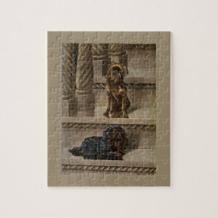 Vintage Hunde auf einer Treppe Rätsel Puzzle