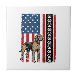 Vintage-Hunde-Flagge Pfotenabdruck Patriotisches-S Fliese