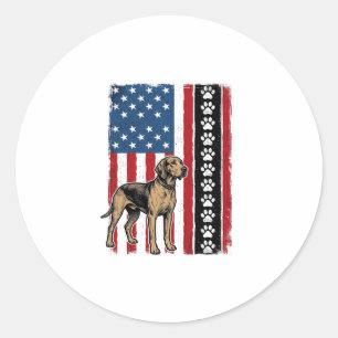 Vintage-Hunde-Flagge Pfotenabdruck Patriotisches-S Runder Aufkleber