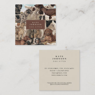 Vintage Hunde Hundeausbilder Tierpflege Quadratische Visitenkarte