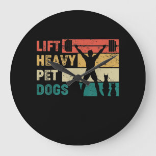 Vintage Hunde mit schweren Hunden Fitness Große Wanduhr