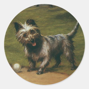 Vintage Hunde, Niedlicher Scottish Terrier Puppy Runder Aufkleber