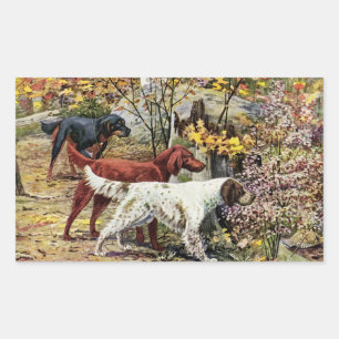 Vintage Hunde Setter Trio Rechteckiger Aufkleber