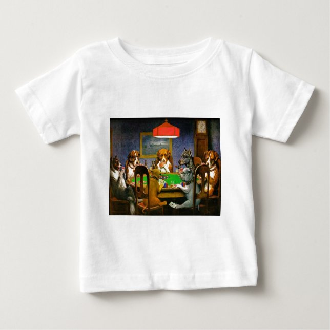 Vintage Hunde spielen Poker Baby T-shirt (Vorderseite)