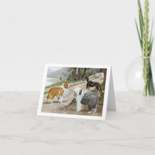 Vintage-Hunde-Trio-Notizkarte Karte